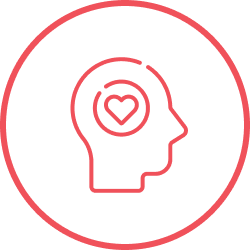 Brain Icon with Heart - Wellbeing