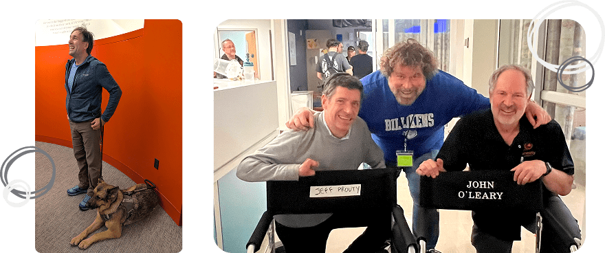 Photos of Erik Weihenmayer, Jeff Prouty, and John O'Leary